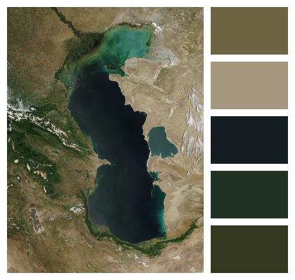 Satellite Image Aerial View Caspian Sea Image